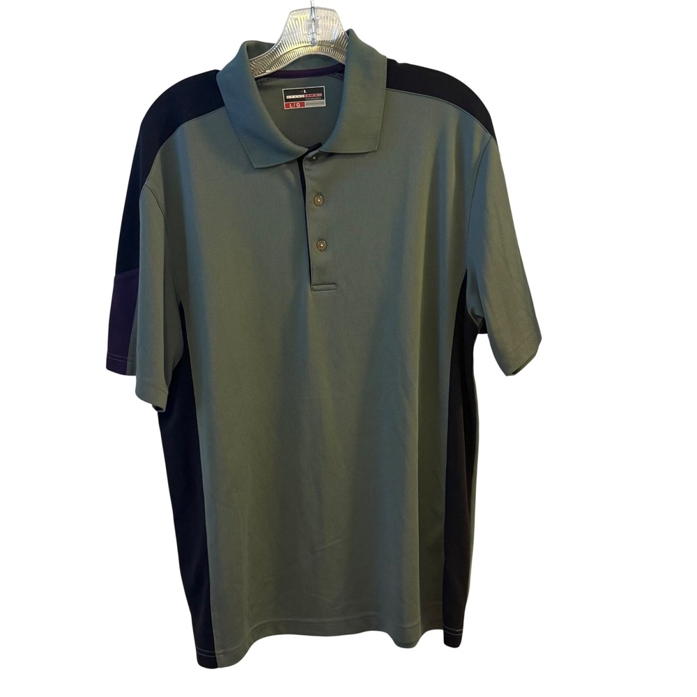 Grand Slam Performance‎ Golf Polo Shirt Men's Large Green Black Short Sleeve